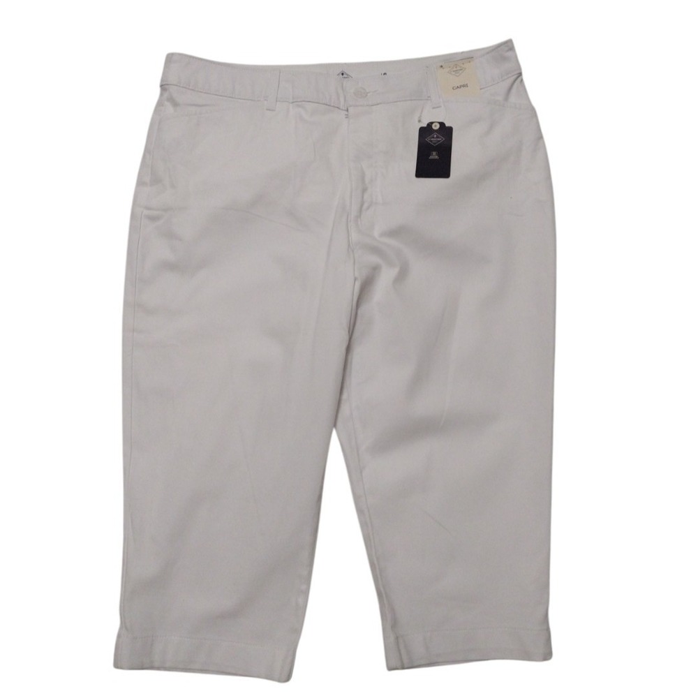 St. John's Bay‎ Capris Women 16 White High Rise Easy Fit Slender Tummy Control